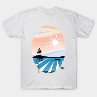 Sunset rowing boat T-Shirt